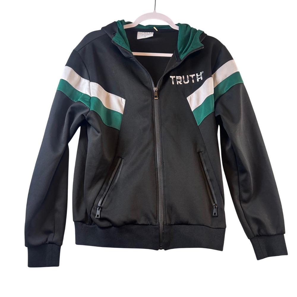 WEIV Los Angeles Mens Truth Clothing Track Jacket Black Green Hooded M‎